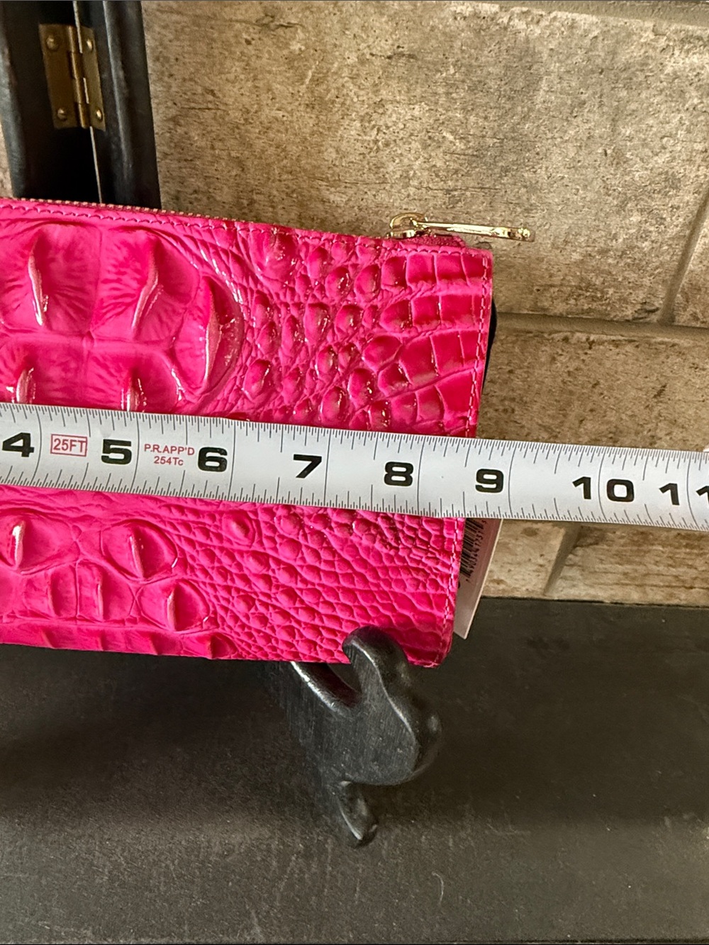 Brahmin Daisy Fuchsia “Affection” Croc-Embossed Leather Wristlet - Picture 3 of 6